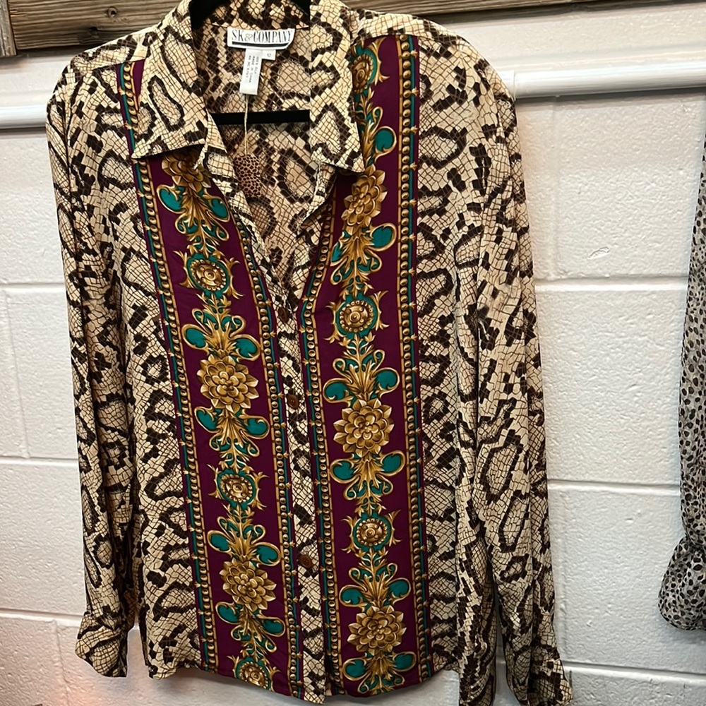 Vintage 100% Silk Snake Skin Blouse